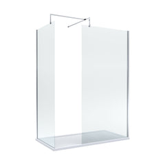 [BEZW185008] Contemporary Walk In Wetroom Shower Enclosure Bundle - Screens, Shower Tray and Waste, Choice of Size and Colour - Cutout
