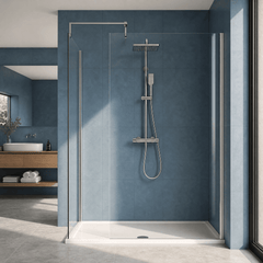 [BEZW185008] Contemporary Walk In Wetroom Shower Enclosure Bundle - Screens, Shower Tray and Waste, Choice of Size and Colour - Silo