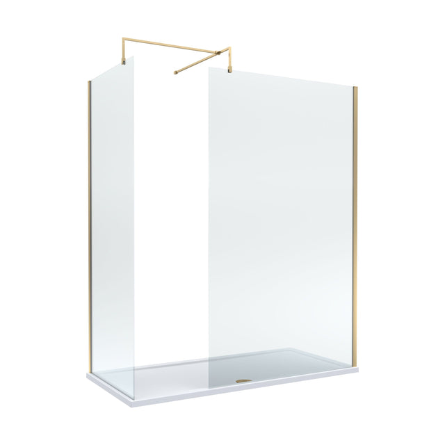 [BEZW185009BB] Balterley Walk-In Wetroom Bundle with Tray and Waste, 1700x700mm, Brushed Brass - Cutout