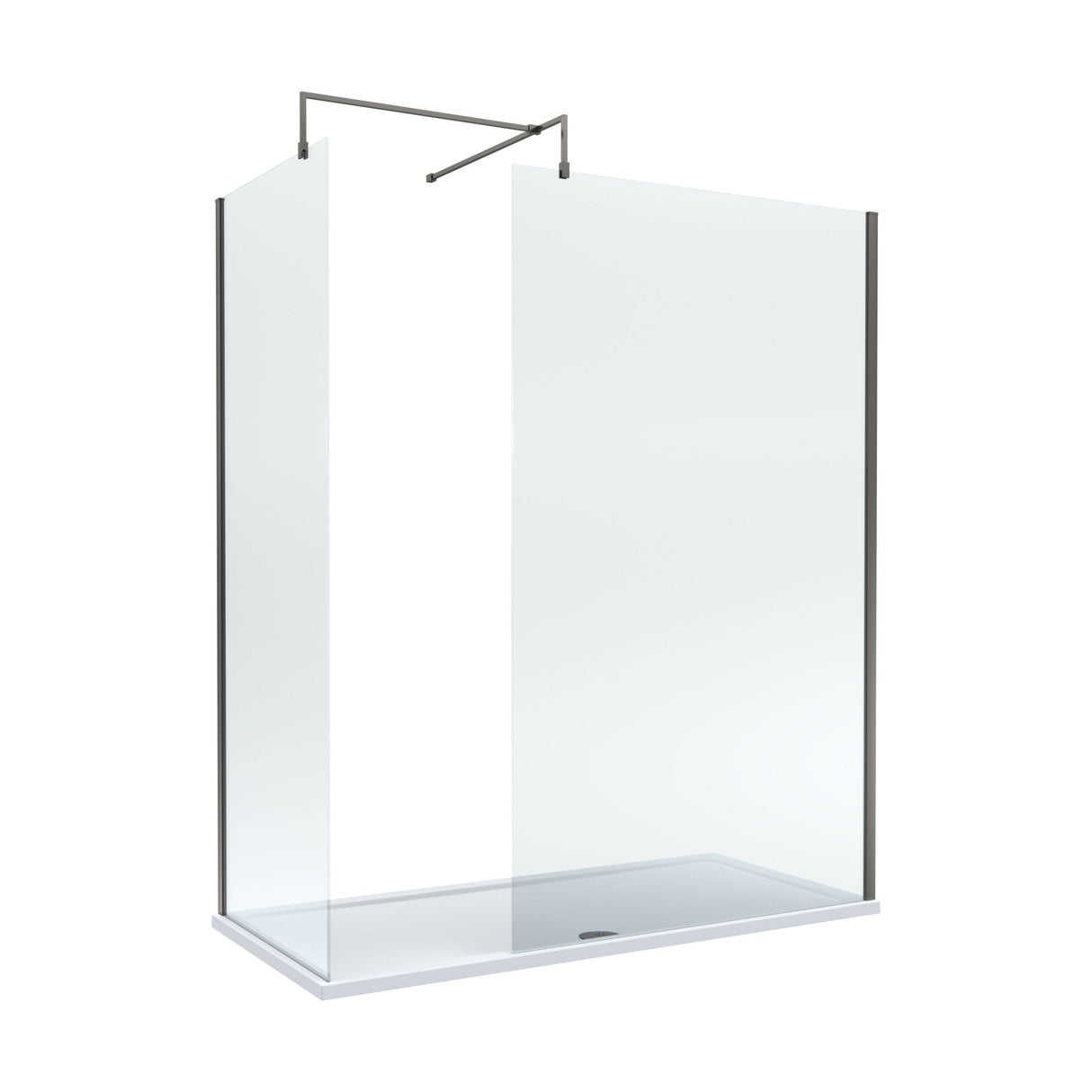 [BEZW185009GM] Contemporary Walk In Wetroom Shower Enclosure Bundle - Screens, Shower Tray and Waste, Choice of Size and Colour - Cutout