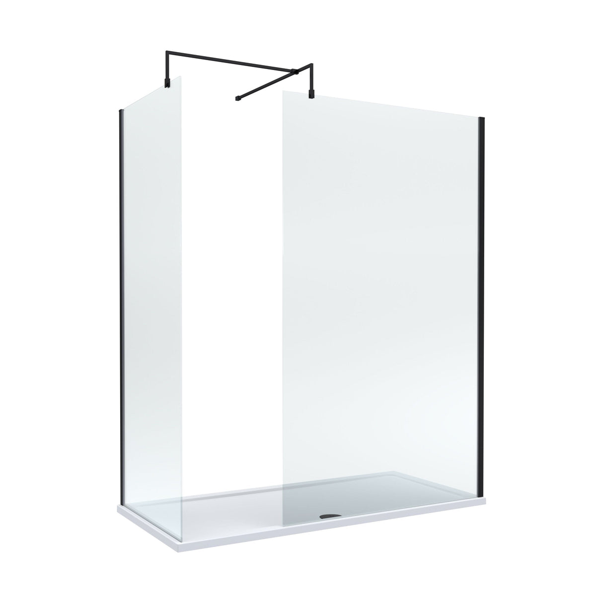 [BEZW185009MB] Contemporary Walk In Wetroom Shower Enclosure Bundle - Screens, Shower Tray and Waste, Choice of Size and Colour - Cutout