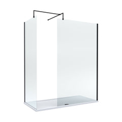 [BEZW185009MB] Contemporary Walk In Wetroom Shower Enclosure Bundle - Screens, Shower Tray and Waste, Choice of Size and Colour - Cutout
