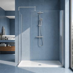 [BEZW185009] Contemporary Walk In Wetroom Shower Enclosure Bundle - Screens, Shower Tray and Waste, Choice of Size and Colour - Silo