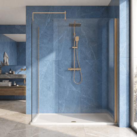 [BEZW185010BB] Contemporary Walk In Wetroom Shower Enclosure Bundle - Screens, Shower Tray and Waste, Choice of Size and Colour - Silo