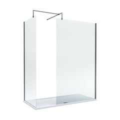 [BEZW185010GM] Contemporary Walk In Wetroom Shower Enclosure Bundle - Screens, Shower Tray and Waste, Choice of Size and Colour - Cutout