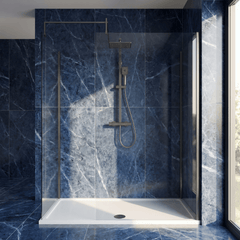 [BEZW185010GM] Contemporary Walk In Wetroom Shower Enclosure Bundle - Screens, Shower Tray and Waste, Choice of Size and Colour - Silo