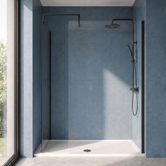 [BEZW185010MB] Contemporary Walk In Wetroom Shower Enclosure Bundle - Screens, Shower Tray and Waste, Choice of Size and Colour - Silo