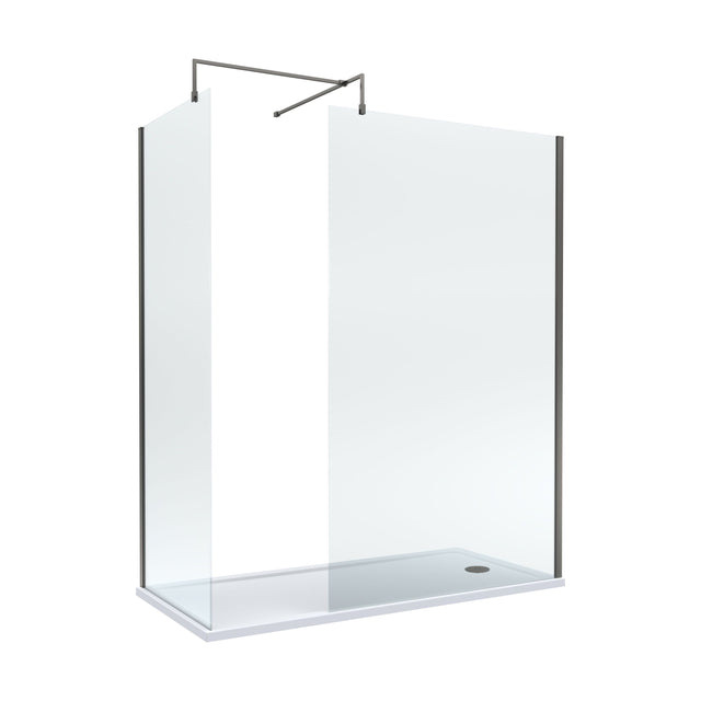 [BEZW185011GM] Balterley Walk-In Wetroom Bundle with Tray and Waste, 1700x700mm, Gunmetal - Cutout