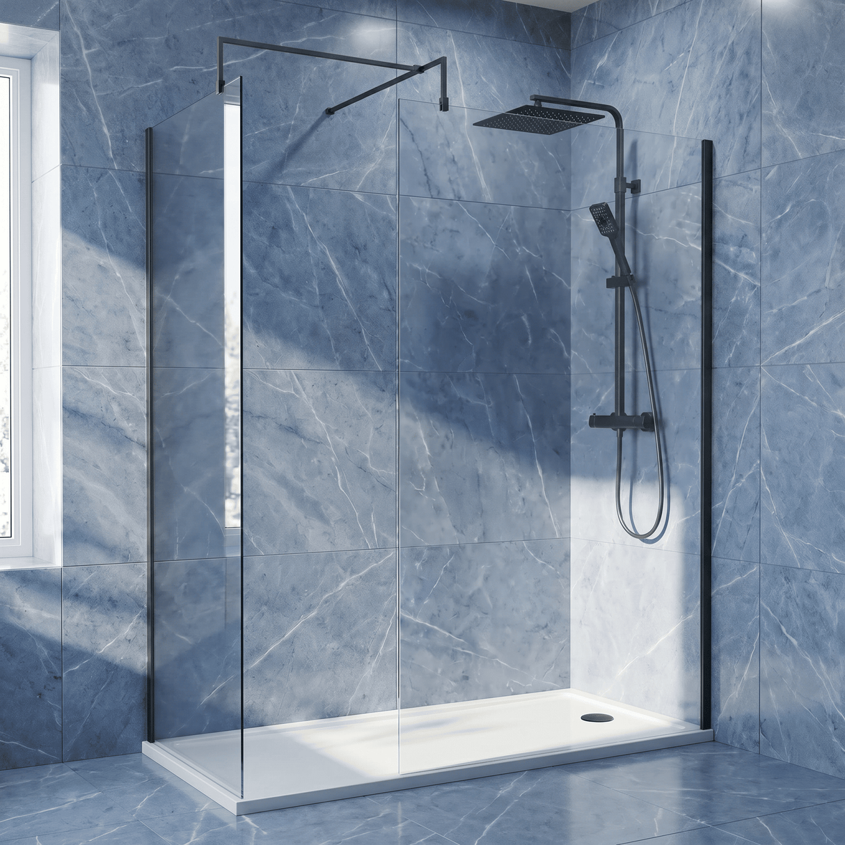 [BEZW185011GM] Balterley Walk-In Wetroom Bundle with Tray and Waste, 1700x700mm, Choice of Colour - Silo
