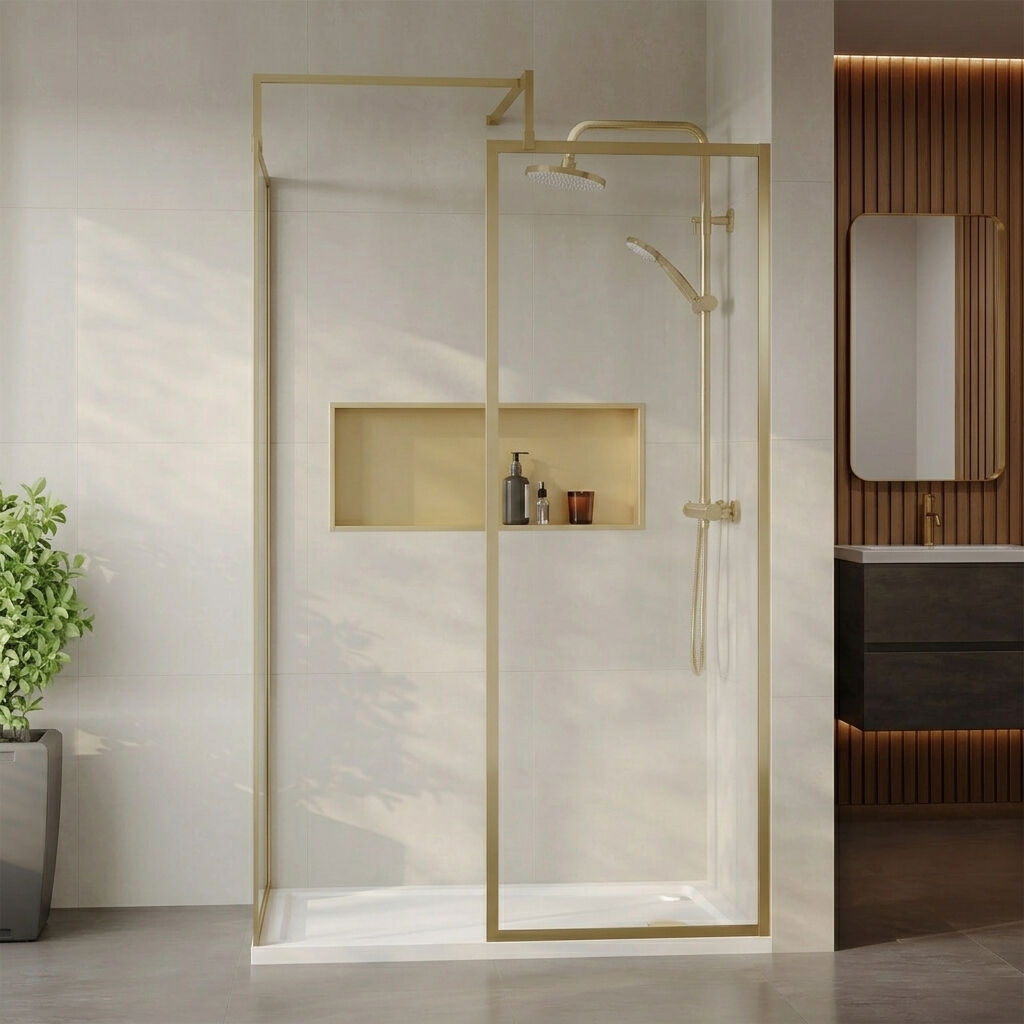 [BEZW185012BB] Contemporary Full Outer Frame Walk In Wetroom Shower Enclosure Bundle - Screens, Shower Tray and Waste, Choice of Size and Colour
