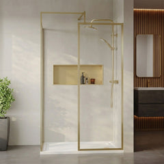 [BEZW185012BB] Contemporary Full Outer Frame Walk In Wetroom Shower Enclosure Bundle - Screens, Shower Tray and Waste, Choice of Size and Colour