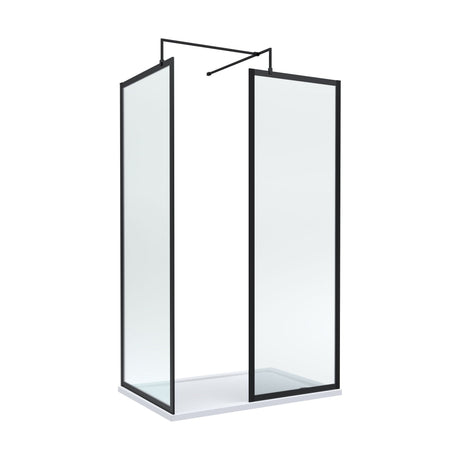 [BEZW185012MB] Balterley Framed Walk-In Wetroom Bundle with Tray and Waste, 1200x700mm, Matt Black - Cutout
