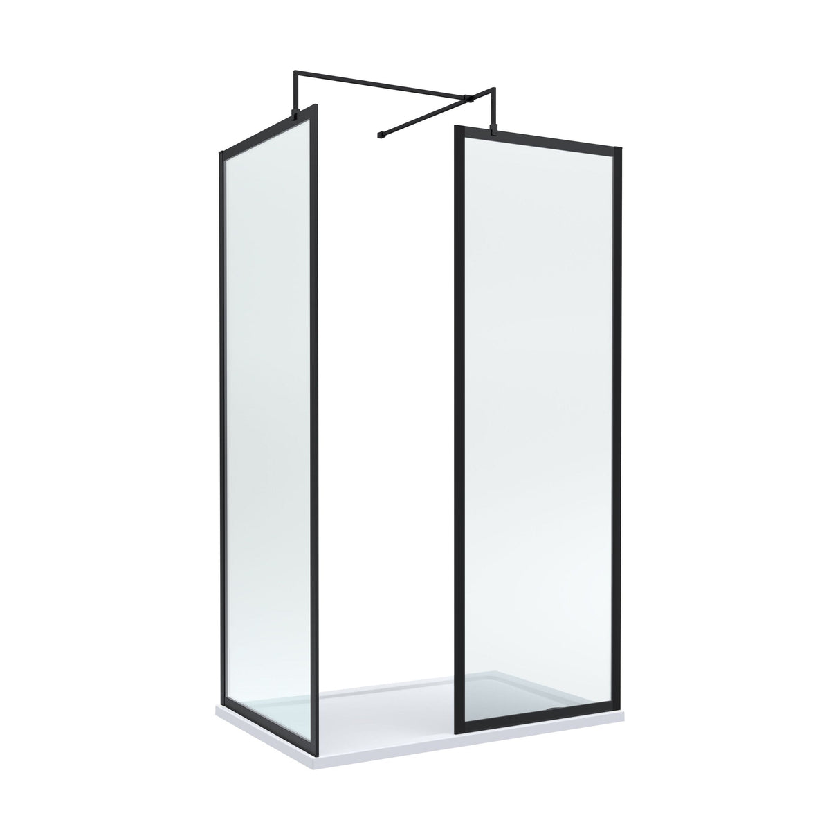 [BEZW185012MB] Contemporary Full Outer Frame Walk In Wetroom Shower Enclosure Bundle - Screens, Shower Tray and Waste, Choice of Size and Colour - Cutout