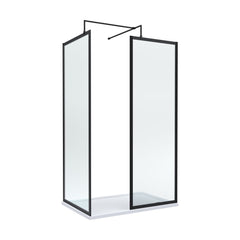 [BEZW185012MB] Contemporary Full Outer Frame Walk In Wetroom Shower Enclosure Bundle - Screens, Shower Tray and Waste, Choice of Size and Colour - Cutout