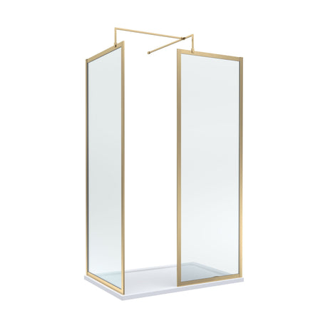 [BEZW185013BB] Balterley Framed Walk-In Wetroom Bundle with Tray and Waste, 1200x800mm, Brushed Brass - Cutout