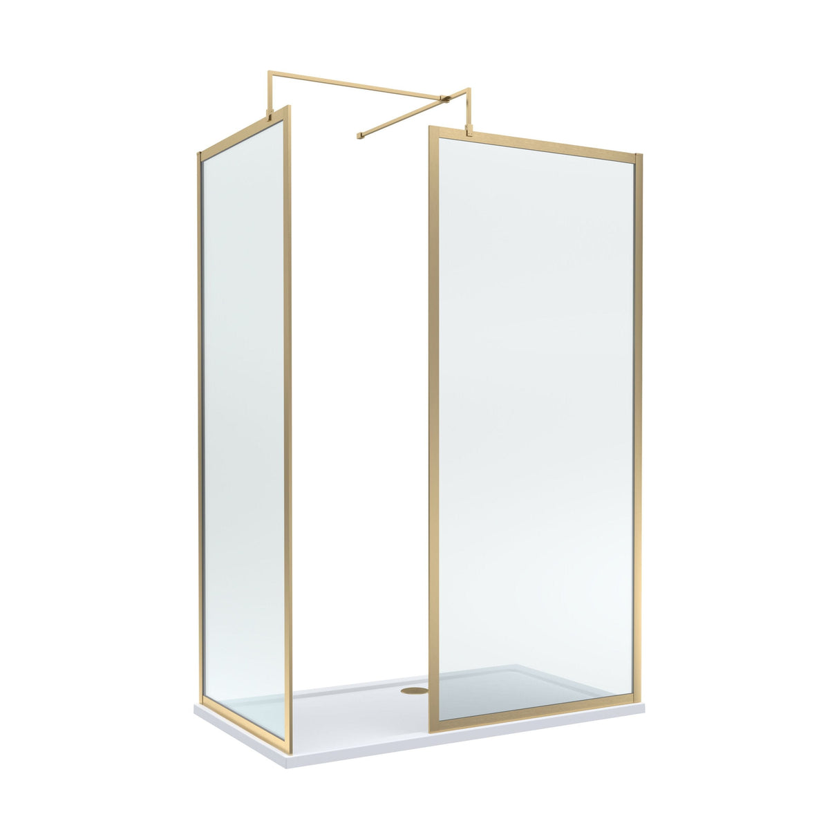 [BEZW185014BB] Contemporary Full Outer Frame Walk In Wetroom Shower Enclosure Bundle - Screens, Shower Tray and Waste, Choice of Size and Colour - Cutout