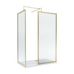 [BEZW185014BB] Contemporary Full Outer Frame Walk In Wetroom Shower Enclosure Bundle - Screens, Shower Tray and Waste, Choice of Size and Colour - Cutout