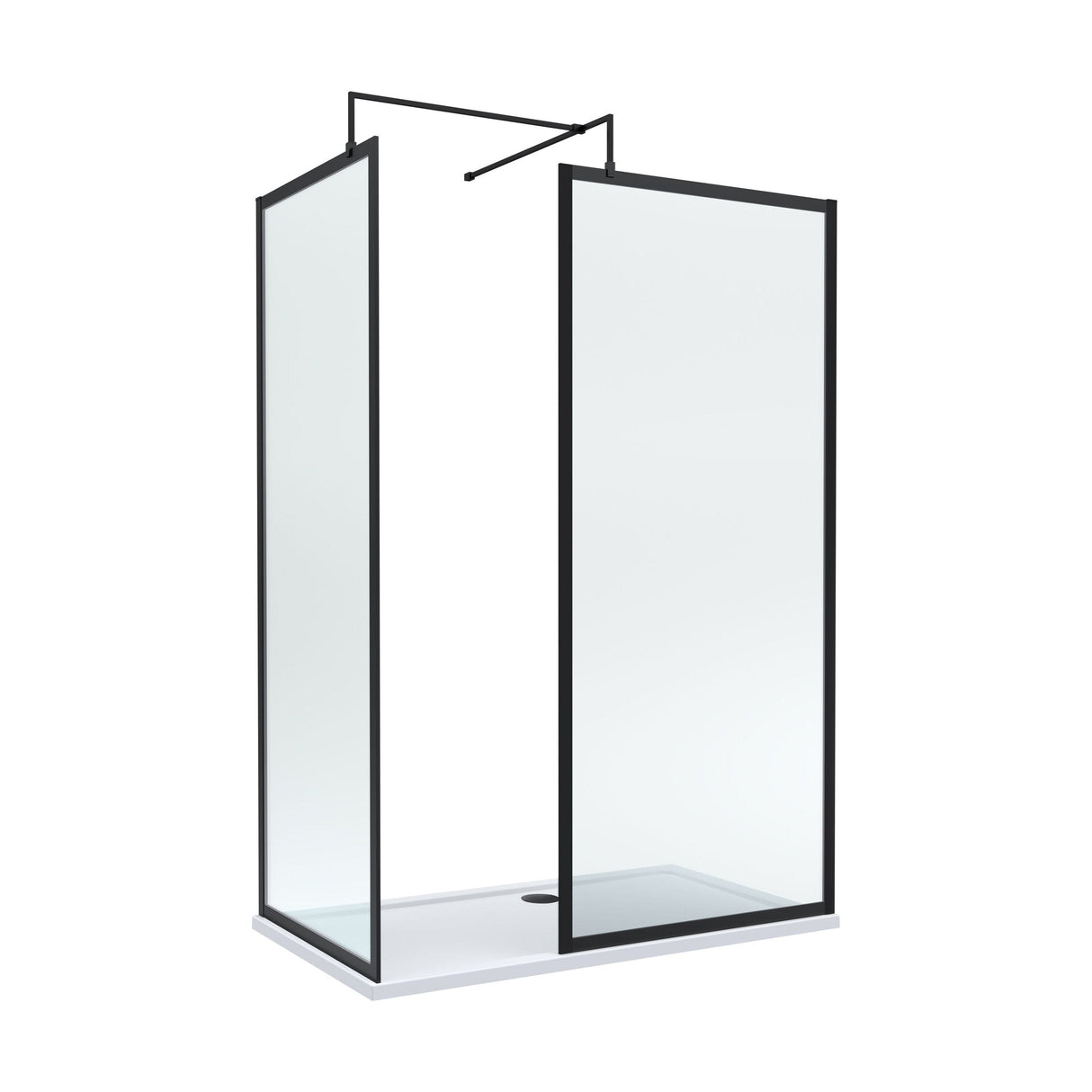[BEZW185014MB] Contemporary Full Outer Frame Walk In Wetroom Shower Enclosure Bundle - Screens, Shower Tray and Waste, Choice of Size and Colour - Cutout