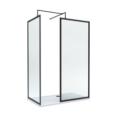 [BEZW185014MB] Contemporary Full Outer Frame Walk In Wetroom Shower Enclosure Bundle - Screens, Shower Tray and Waste, Choice of Size and Colour - Cutout