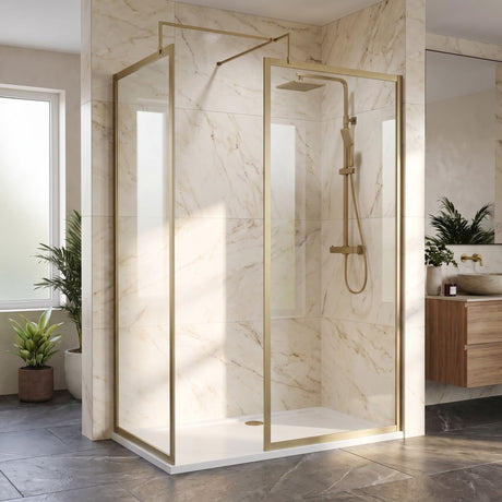 [BEZW185015BB] Contemporary Full Outer Frame Walk In Wetroom Shower Enclosure Bundle - Screens, Shower Tray and Waste, Choice of Size and Colour - Silo