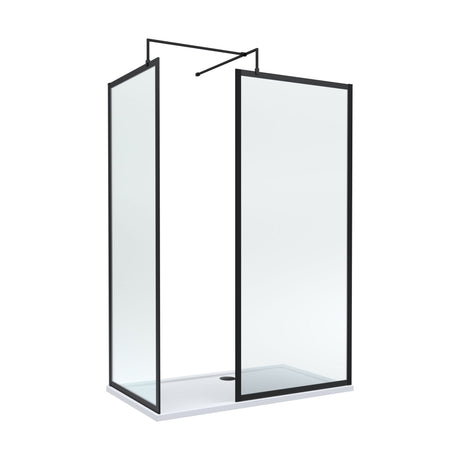 [BEZW185015MB] Balterley Framed Walk-In Wetroom Bundle with Tray and Waste, 1400x800mm, Matt Black - Cutout