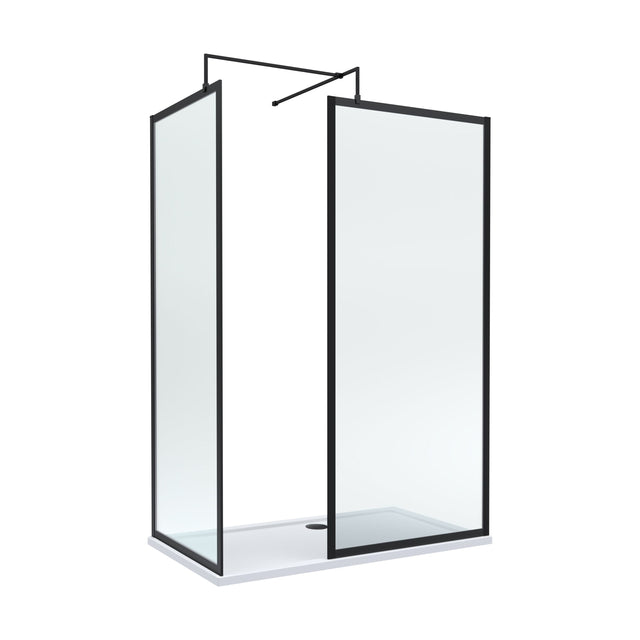 [BEZW185015MB] Balterley Framed Walk-In Wetroom Bundle with Tray and Waste, 1400x800mm, Matt Black - Cutout