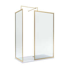[BEZW185016BB] Contemporary Full Outer Frame Walk In Wetroom Shower Enclosure Bundle - Screens, Shower Tray and Waste, Choice of Size and Colour - Cutout