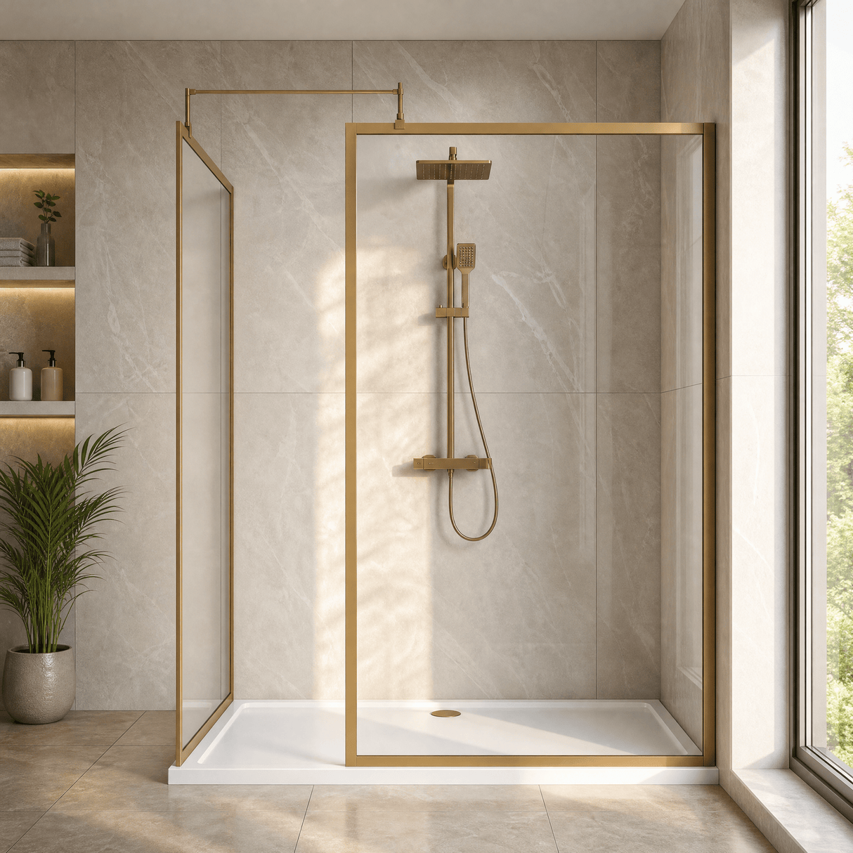 [BEZW185016BB] Contemporary Full Outer Frame Walk In Wetroom Shower Enclosure Bundle - Screens, Shower Tray and Waste, Choice of Size and Colour - Silo