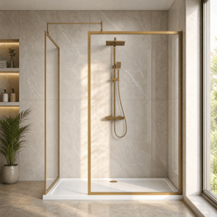 [BEZW185016BB] Contemporary Full Outer Frame Walk In Wetroom Shower Enclosure Bundle - Screens, Shower Tray and Waste, Choice of Size and Colour - Silo