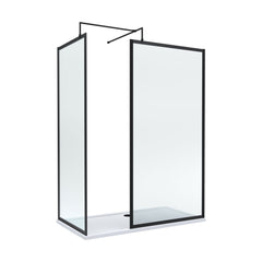 [BEZW185016MB] Contemporary Full Outer Frame Walk In Wetroom Shower Enclosure Bundle - Screens, Shower Tray and Waste, Choice of Size and Colour - Cutout