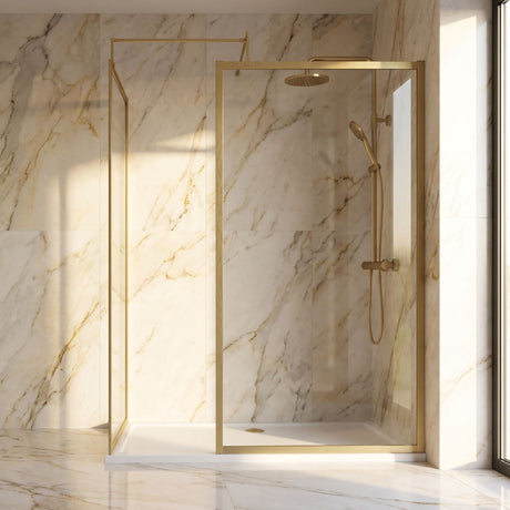 [BEZW185017BB] Contemporary Full Outer Frame Walk In Wetroom Shower Enclosure Bundle - Screens, Shower Tray and Waste, Choice of Size and Colour - Silo