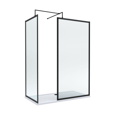 [BEZW185017MB] Balterley Framed Walk-In Wetroom Bundle with Tray and Waste, 1500x800mm, Matt Black - Cutout