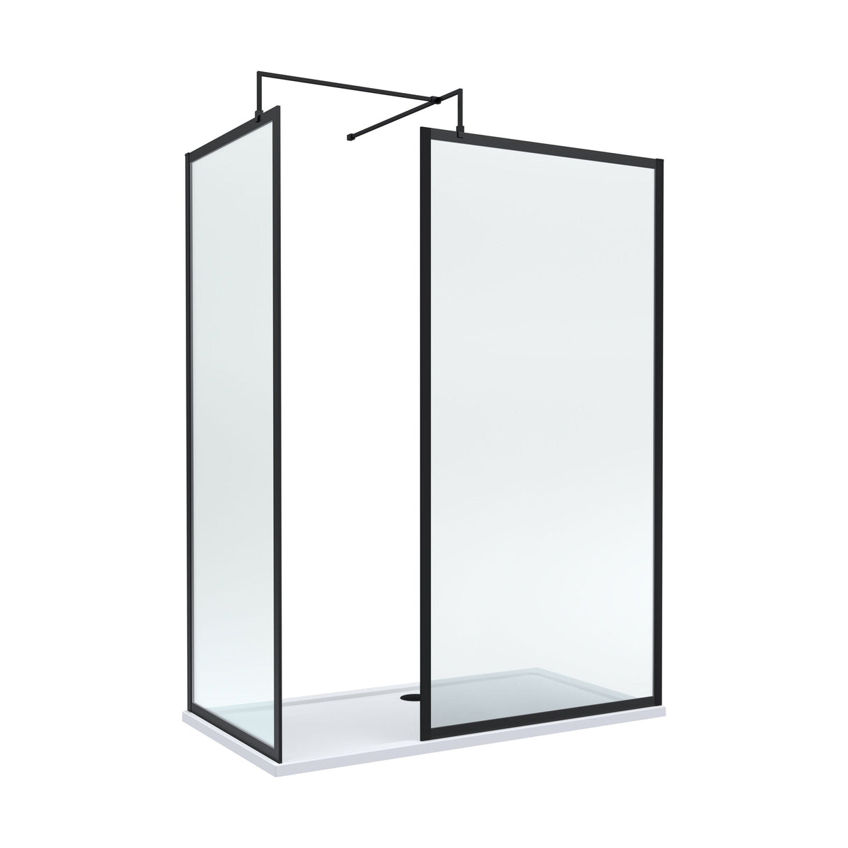 [BEZW185017MB] Contemporary Full Outer Frame Walk In Wetroom Shower Enclosure Bundle - Screens, Shower Tray and Waste, Choice of Size and Colour - Cutout