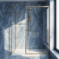 [BEZW185018BB] Contemporary Full Outer Frame Walk In Wetroom Shower Enclosure Bundle - Screens, Shower Tray and Waste, Choice of Size and Colour - Silo