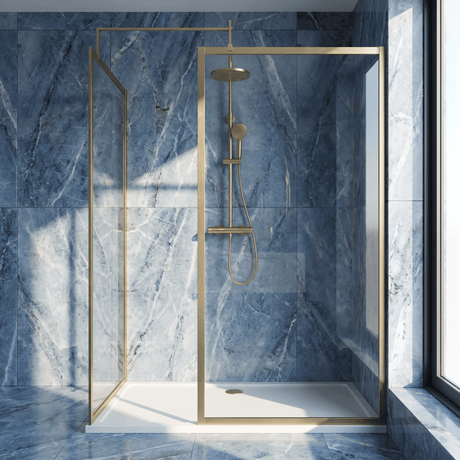 [BEZW185018BB] Contemporary Full Outer Frame Walk In Wetroom Shower Enclosure Bundle - Screens, Shower Tray and Waste, Choice of Size and Colour - Silo