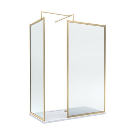 [BEZW185019BB] Balterley Framed Walk-In Wetroom Bundle with Tray and Waste, 1600x800mm, Brushed Brass - Cutout