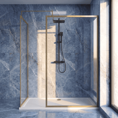 [BEZW185019BB] Contemporary Full Outer Frame Walk In Wetroom Shower Enclosure Bundle - Screens, Shower Tray and Waste, Choice of Size and Colour - Silo