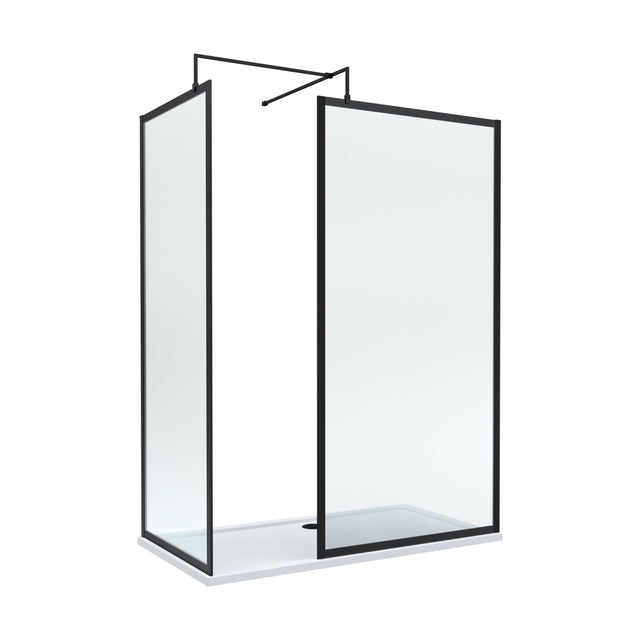 [BEZW185019MB] Balterley Framed Walk-In Wetroom Bundle with Tray and Waste, 1600x800mm, Matt Black - Cutout