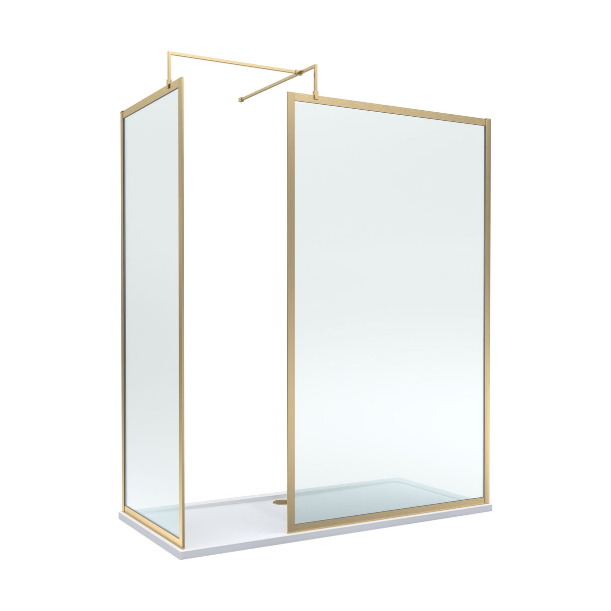 [BEZW185021BB] Contemporary Full Outer Frame Walk In Wetroom Shower Enclosure Bundle - Screens, Shower Tray and Waste, Choice of Size and Colour - Cutout