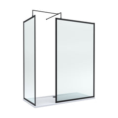 [BEZW185021MB] Contemporary Full Outer Frame Walk In Wetroom Shower Enclosure Bundle - Screens, Shower Tray and Waste, Choice of Size and Colour - Cutout