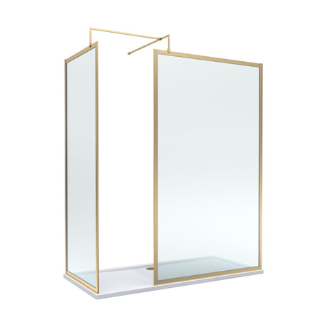 [BEZW185022BB] Balterley Framed Walk-In Wetroom Bundle with Tray and Waste, 1700x700mm, Brushed Brass - Cutout