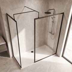 [BEZW185022MB] Balterley Framed Walk-In Wetroom Bundle with Tray and Waste, 1700x700mm, Matt Black - Lifestyle 2