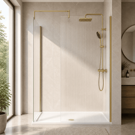 [BEZW185023BB] Fluted Walk-In Wetroom Bundle with Screens, Shower Tray and Waste, Choice of Size and Colour - Silo