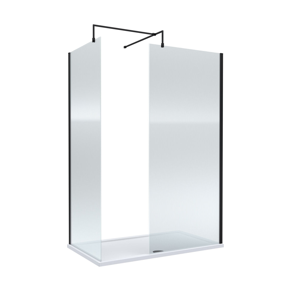 [BEZW185023MB] Fluted Walk-In Wetroom Bundle with Screens, Shower Tray and Waste, Choice of Size and Colour - Cutout