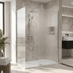 [BEZW185023] Fluted Walk-In Wetroom Bundle with Screens, Shower Tray and Waste, Choice of Size and Colour