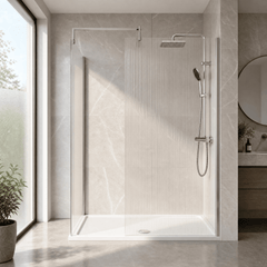 [BEZW185023] Fluted Walk-In Wetroom Bundle with Screens, Shower Tray and Waste, Choice of Size and Colour - Silo