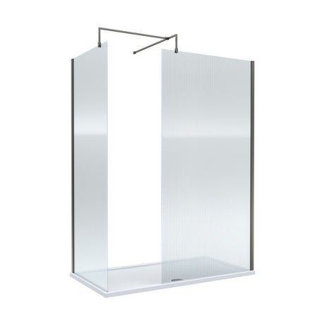 [BEZW185024GM] Balterley Fluted Walk-In Wetroom Bundle with Tray and Waste, 1500x800mm, Gunmetal - Cutout