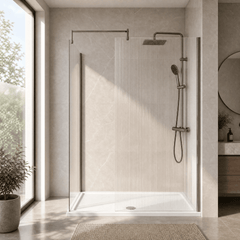 [BEZW185024GM] Fluted Walk-In Wetroom Bundle with Screens, Shower Tray and Waste, Choice of Size and Colour - Silo