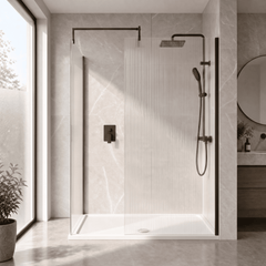 [BEZW185024MB] Fluted Walk-In Wetroom Bundle with Screens, Shower Tray and Waste, Choice of Size and Colour - Silo