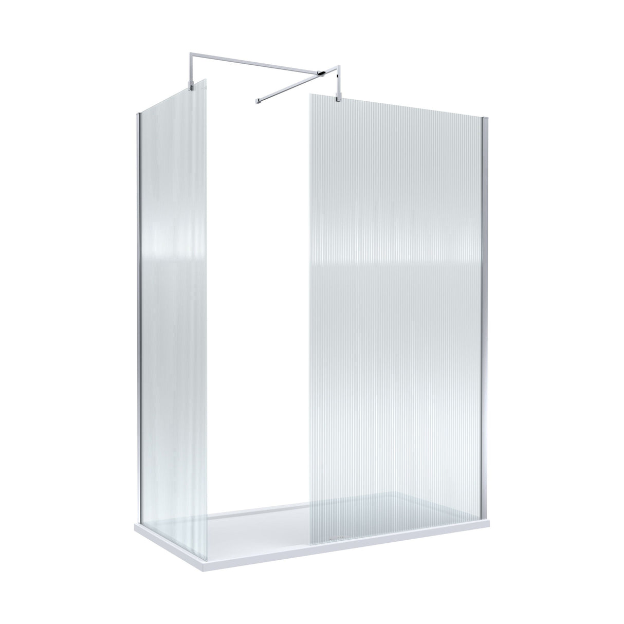 [BEZW185024] Fluted Walk-In Wetroom Bundle with Screens, Shower Tray and Waste, Choice of Size and Colour - Cutout